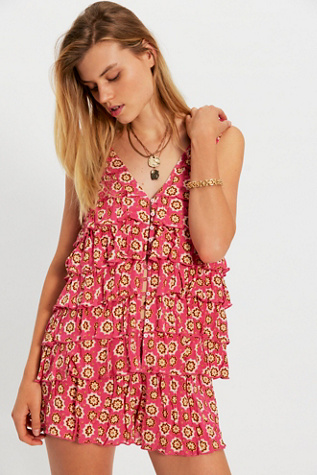 Ruffle Me Up Co-Ord at Free People in Pink Combo, Size: Large