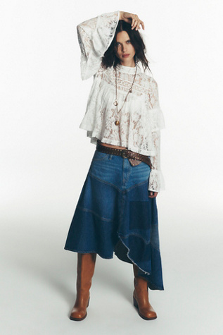 We The Free Piece Of Work Denim Midi Skirt