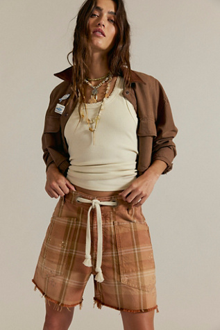 We The Free Moxie Printed Shorts at Free People in Orange, Size: 29