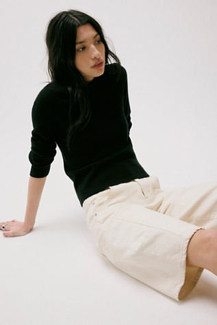 Malibu Cashmere Crewneck Sweater by Free People in Black, Size: S