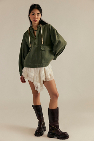 We The Free Casey Canvas Pullover at Free People in Green, Size: M