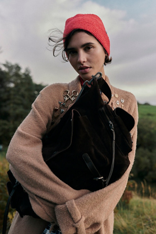 Oversized Palermo Suede Shoulder Bag by Free People in Espresso