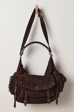 Oversized Palermo Suede Shoulder Bag by Free People in Espresso