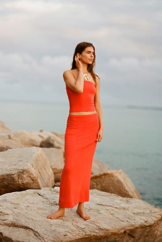 Good Feels Tube Set by free-est at Free People in Tangerine Tango, Size: XS