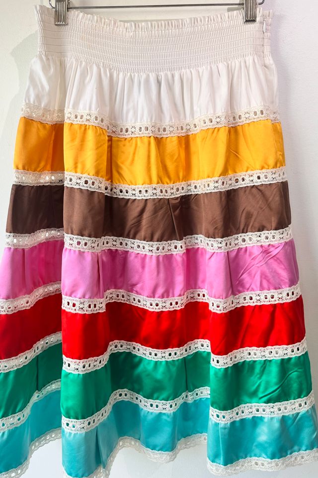 Prada Rainbow Tiered Silk Midi Length Skirt Selected by The Curatorial Dept. #1