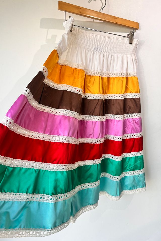 Prada Rainbow Tiered Silk Midi Length Skirt Selected by The Curatorial Dept. #2