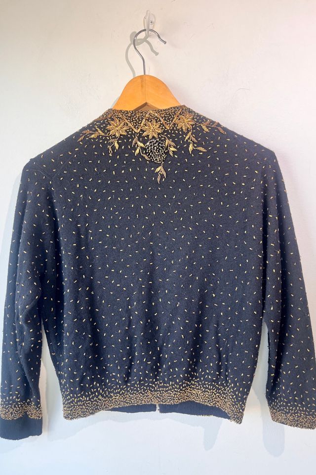 Vintage Gene Shelly's Black Gold Beaded Cardigan Selected by The Curatorial Dept. #2