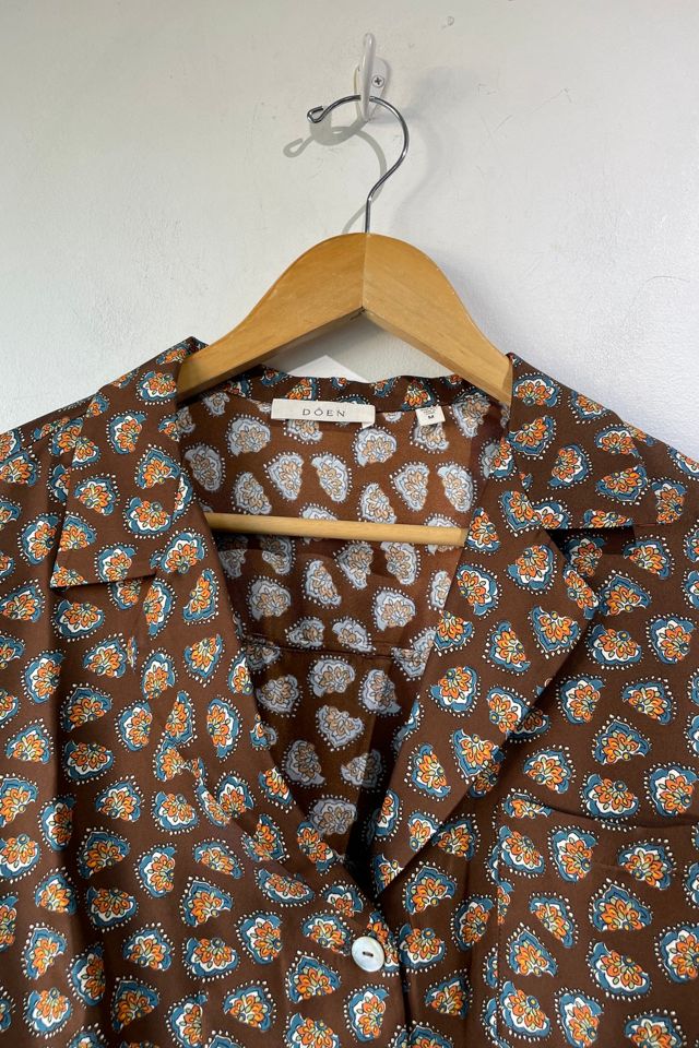 Doen Brown Patterned Silk Abena Blouse Selected by The Curatorial Dept. #1