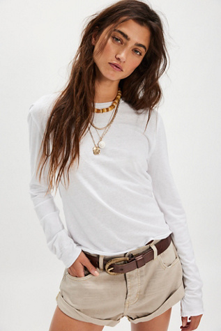 We The Free Nova Long-Sleeve Tee at Free People in White, Size: M