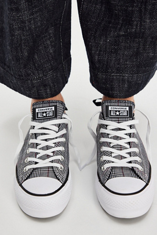 Chuck Taylor All Star Lift Low-Top Plaid Sneakers by Converse at Free People in Grey, Size: US 8