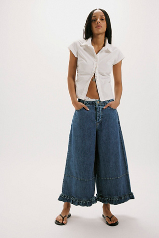 We The Free Love Me Not Bloomer Jeans at Free People in Dark Wash, Size: S