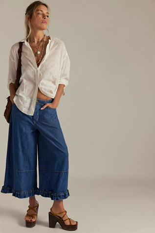 We The Free Love Me Not Bloomer Jeans at Free People in Dark Wash, Size: S