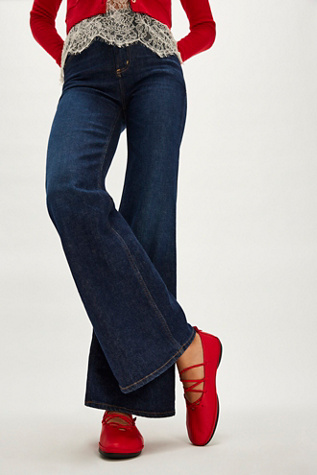 Sella Lace-Up Ballet Flats by Camper at Free People in Bright Red, Size: EU 39