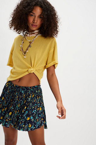 FP One Third Charm Printed Mini Skirt at Free People in Blue, Size: L