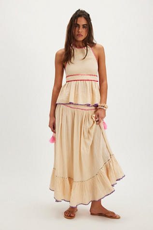 Island Time Embroidered Set by Free People in Tan, Size: L