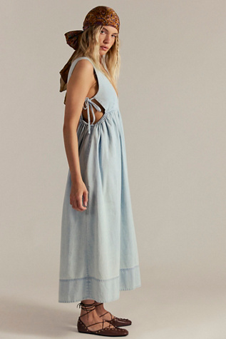 Mirenia Denim Midi Dress by Free People in Light Wash, Size: XS