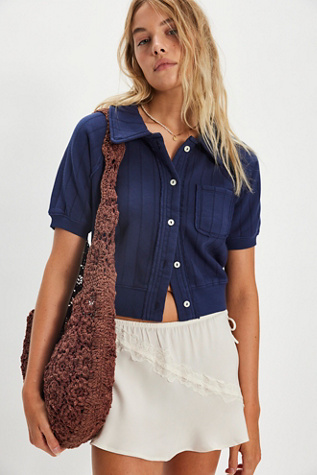 On Point Sweatshirt Polo at Free People in Peacoat, Size: Medium