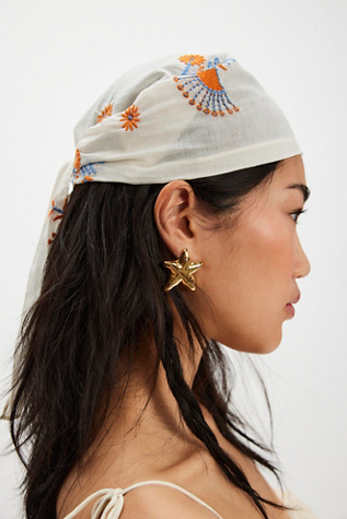 Georgia Embroidered Hair Scarf at Free People in Ivory Combo