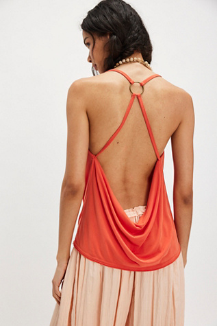 Veda Cowl-Neck Cami by Free People in Orange, Size: XL