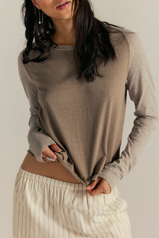 We The Free Deja Vu Long Sleeve at Free People in Neutral Combo, Size: Small