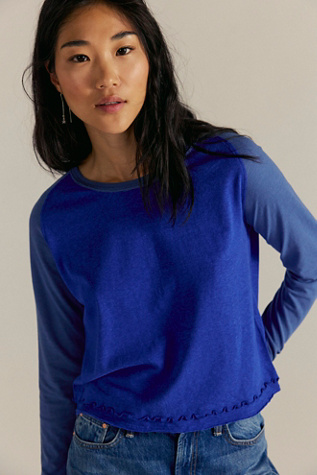 We The Free Deja Vu Long Sleeve at Free People in Indigo Combo, Size: XL
