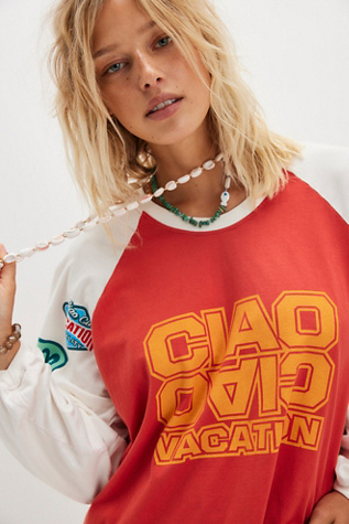 Ciao Ciao Vacation Speed Racer Long-Sleeve Tee at Free People in Red/Rouge, Size: Large
