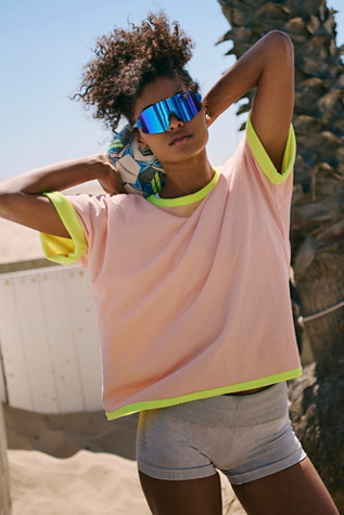 Twofer Colorblock Tee by FP Movement at Free People in Pastel Peach Combo, Size: XS