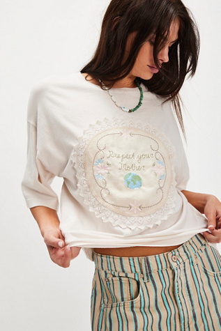 Tricia Fix Respect Your Mother Tee at Free People in White, Size: M