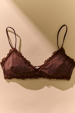 Charlie Lace Microfiber V-Neck Bralette by Intimately at Free People in Brunette, Size: XS