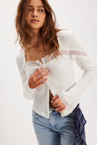 Let's Party Cardi at Free People in Clean Ivory, Size: Medium