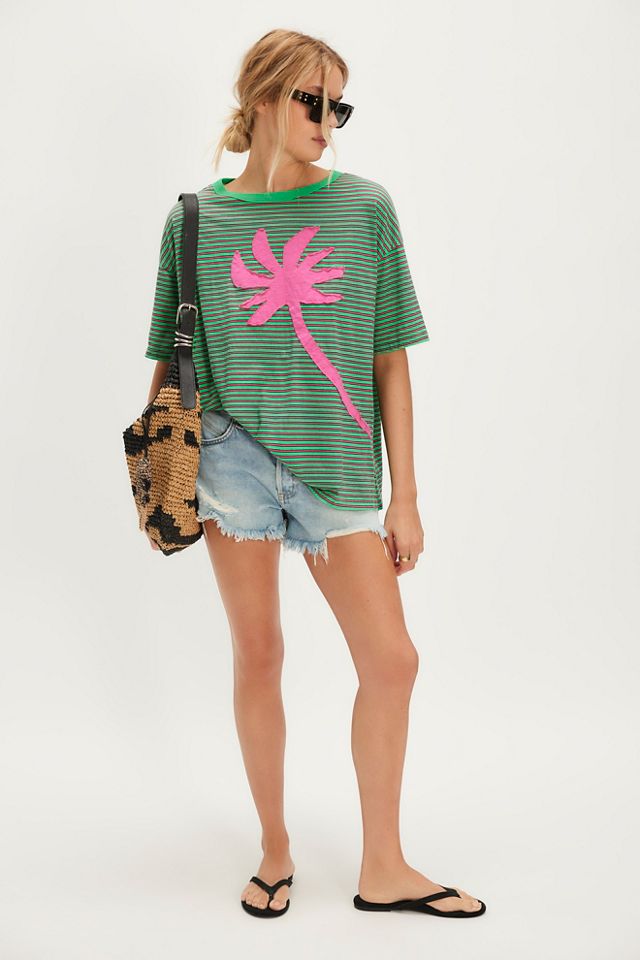 Striped Palm Applique Tee #2
