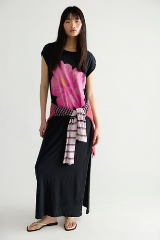 Hibiscus Maxi Tee Top by Ragabond at Free People in Black, Size: Small