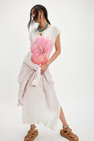 Hibiscus Maxi Tee Dress by Ragabond at Free People in White, Size: M