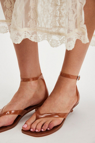 Gumdrop Jelly Thong Heels by Jeffrey Campbell at Free People in Caramel, Size: US 10