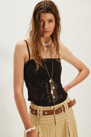 Place Me In Lace Tank Top by Free People in Black, Size: L