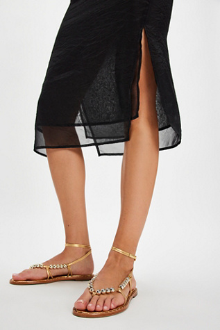 Riviera Beaded Sandals by Vicenza at Free People in Gold, Size: US 8