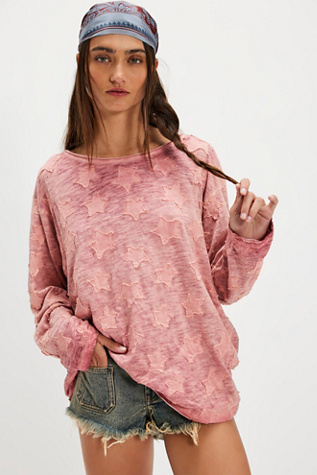 Magnolia Pearl Star Applique Viggo Tee at Free People in Pink