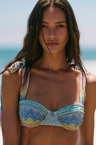 Beach Riot Drea Bikini Top at Free People in Sunset Chevron, Size: Medium