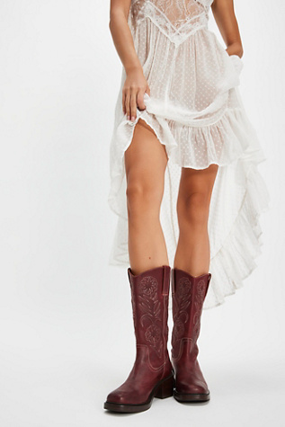 Frye For FP Kate Deco Stitch Boots at Free People in Red, Size: US 8