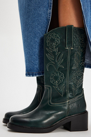 Frye For FP Kate Deco Stitch Boots at Free People in Green, Size: US 8