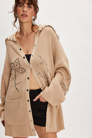 Understated Leather Possibilities Studded Cardigan