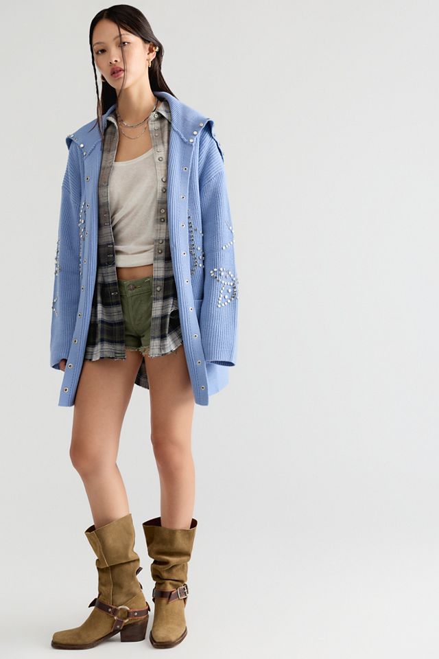 Understated Leather Possibilities Studded Cardigan #2