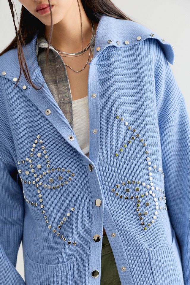 Understated Leather Possibilities Studded Cardigan #3