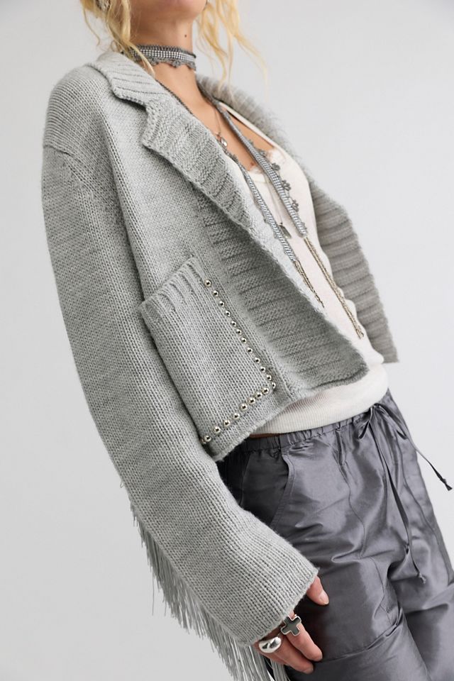 Understated Leather Cropped Rodeo Trench Sweater #3
