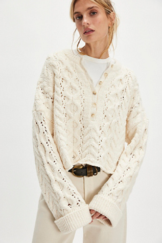 Polly Cable-Knit Sweater at Free People in White, Size: XS