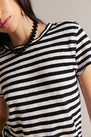 We The Free Nora Striped Tee at Free People in Black And White Combo, Size: XL