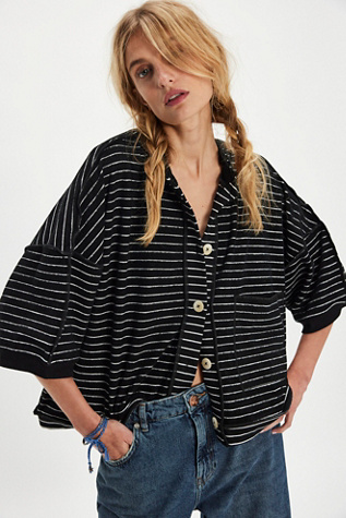 Matilda Striped Terry Cardigan