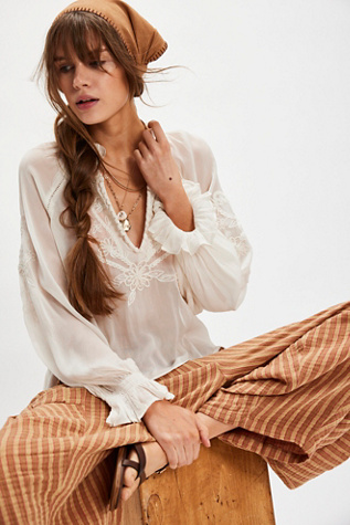 Bali Dragon Lily Blouse at Free People in White, Size: XL