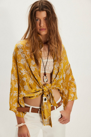 Ciao Vacation Tramonto Floral Satin Shirt