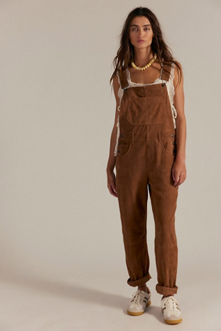 We The Free Ziggy Suede Overalls at Free People in Brown, Size: S